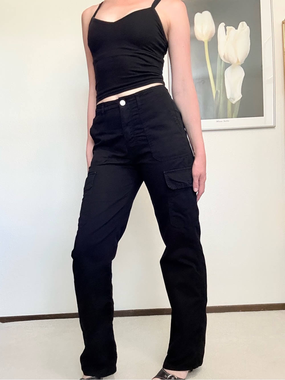 Zara High Rise Straight Leg Cargo Pants Sporty Utility Blokette